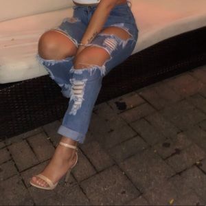 Girlfriend ripped jeans